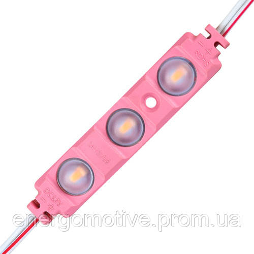 Світлодіодний модуль BRT XG194 5630-3 led W 1,5W PINK, 12 В, IP65 рожевий із лінзою напівсфера