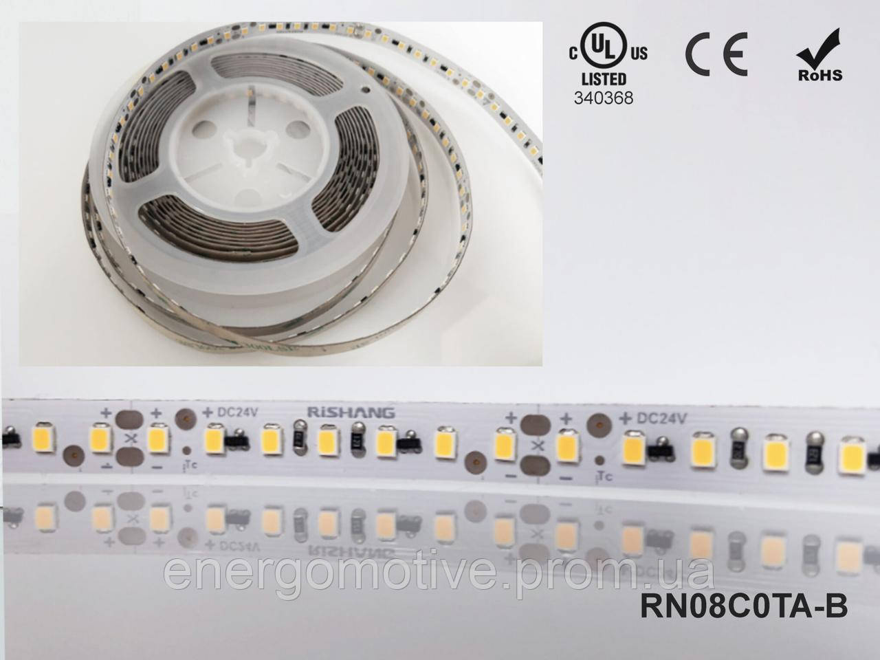 LED лента RISHANG 120-2835-12V-IP20 8,6W 818Lm 4000K 5м (RN08C0TA-B-NW)