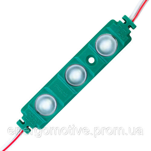 Світлодіодний модуль BRT XG193 5630-3 led W 1,5 W GREEN, 12 В, IP65 зелений з лінзою півсфера