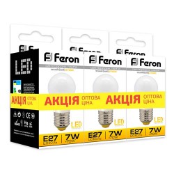 Світлодіодна лампа Feron LB-95 7W E27 2700K 3шт. в упаковці