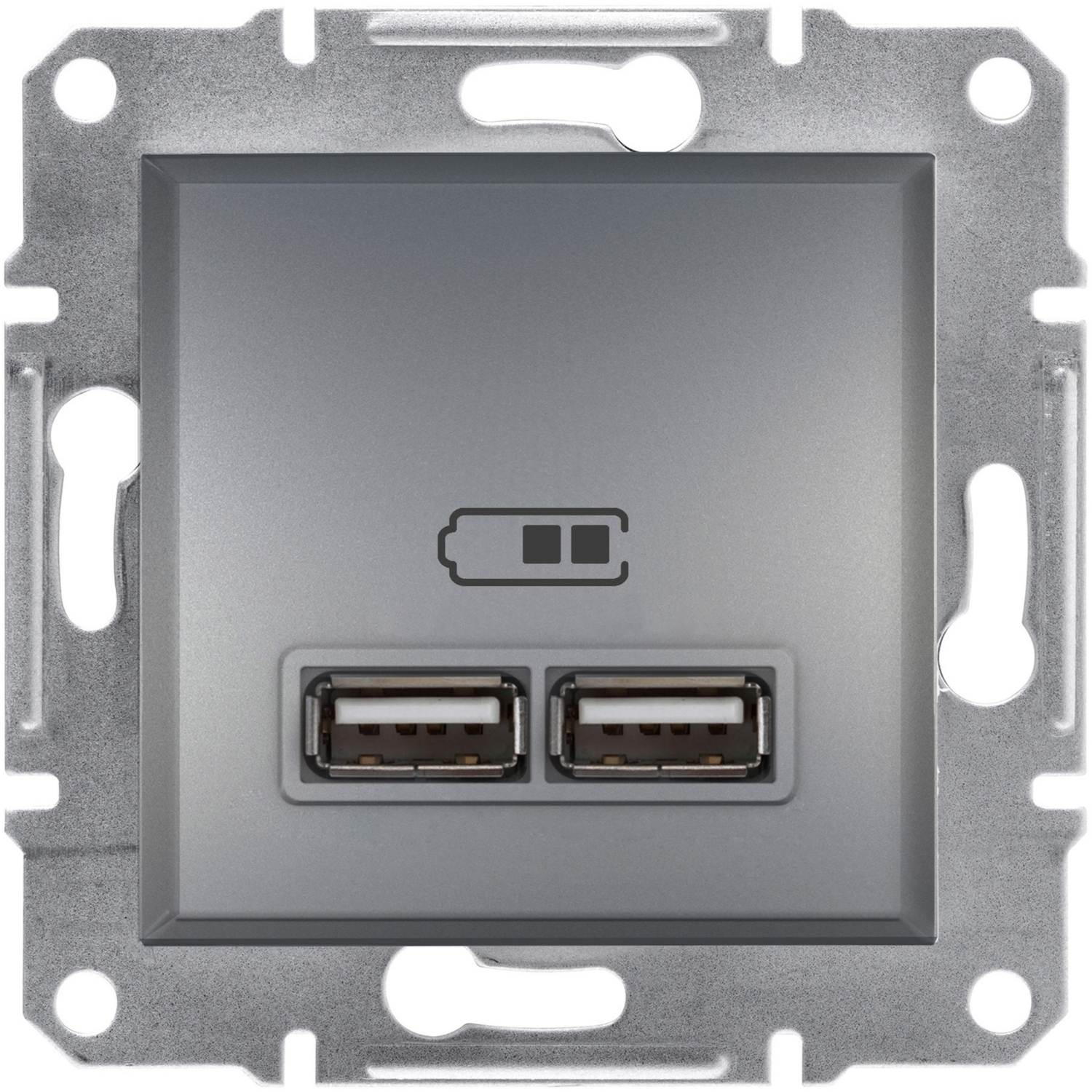 USB заряджання 2,1А/2х1,05А сталь Asfora