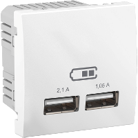 USB зарядка 2,1 А (21,05 А) 2 модулі білий Unica