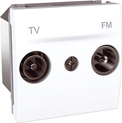 Розетка TV-FM прохідна (2 модулі Білий, Unica)