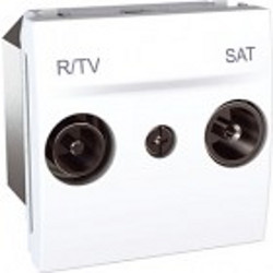 Розетка TV/FM-SAT індивідуальна 10-2400 MHZ (2 модулі Білий, Unica)