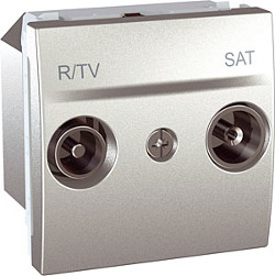 Розетка TV/FM-SAT индивидуальная 10-2400 MHZ (2 модуля Алюминий, Unica)