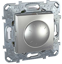 СвітлоРегулятор поворотно-натискний 40-1000W (2мод. Алюміній, Unica)