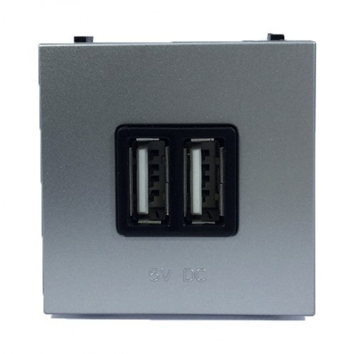 N2285 PL Розетка USB-зарядка 2-мод серебро Zenit