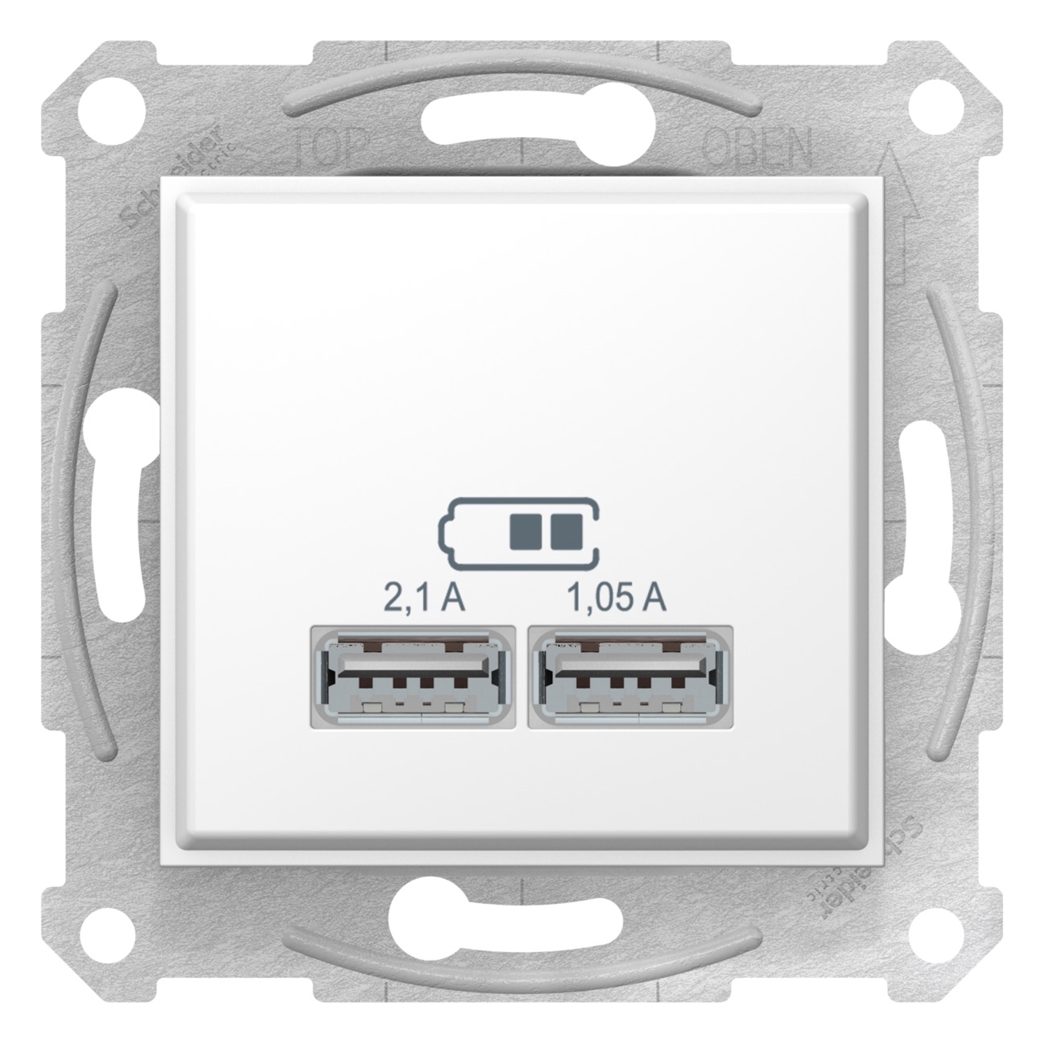 USB зарядка 2,1А/2х1,05А білий Sedna
