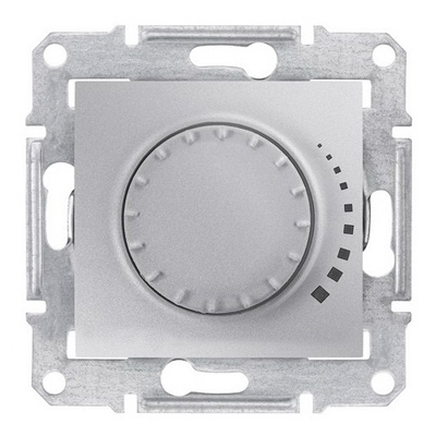 Светорегулятор поворотно-нажимной  проходной, для индуктивной нагрузки 25-500Вт/ВА (алюминий) SEDNA Schneider Electric